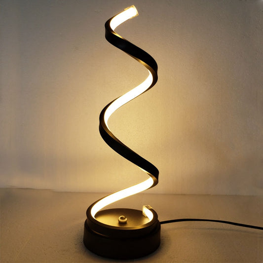 LED Spiral Table Lamp Curved Desk Bedside Lamp