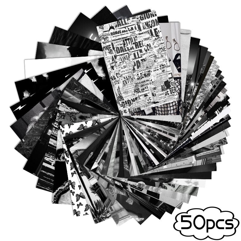 50Pcs Black White Aesthetic Picture for Wall Collage
