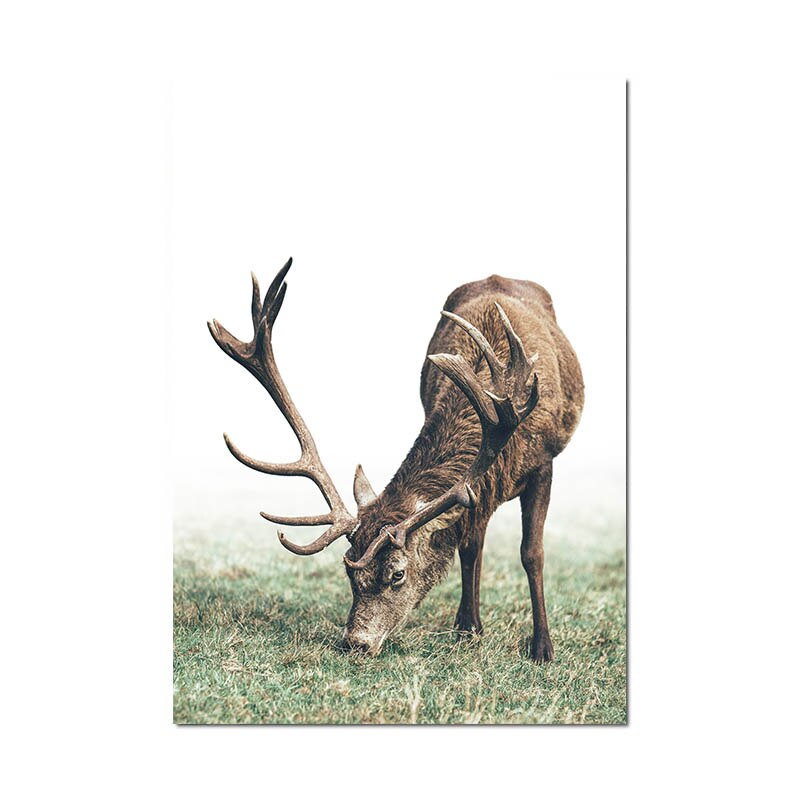 Scandinavian Poster Nordic Style Deer Wood Wall Art Canvas