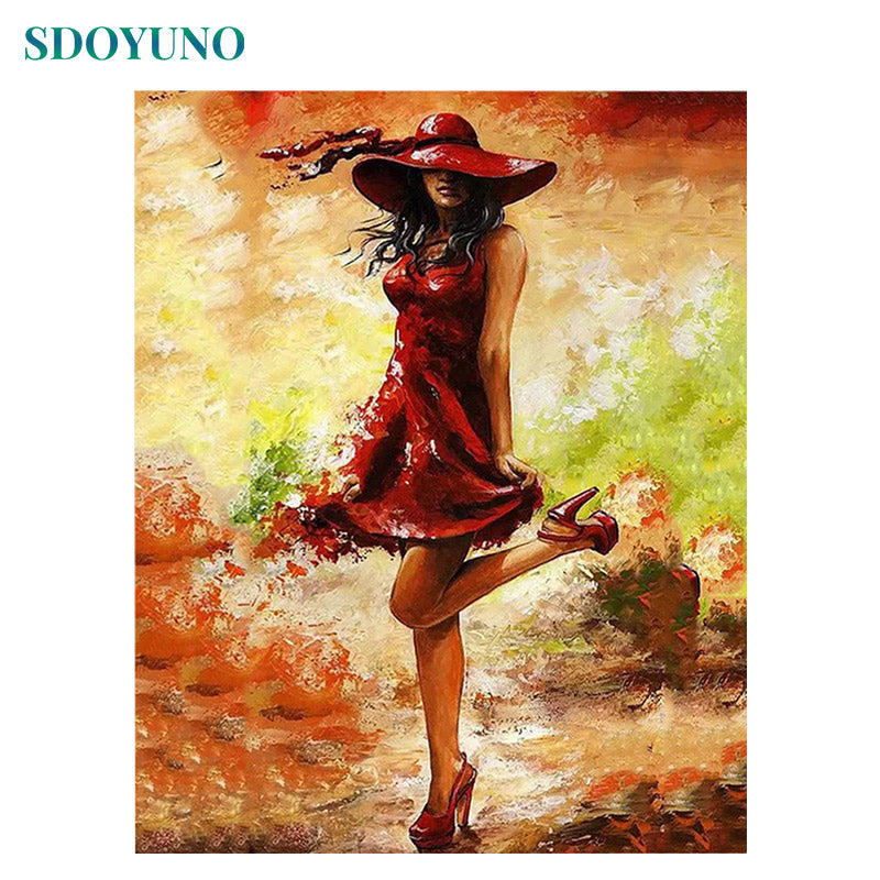 SDOYUNO 60x75cm pictures by numbers DIY Frame Painting By Numbers Adults Figure Painting on canvas Home Decor Wall Art For Gift