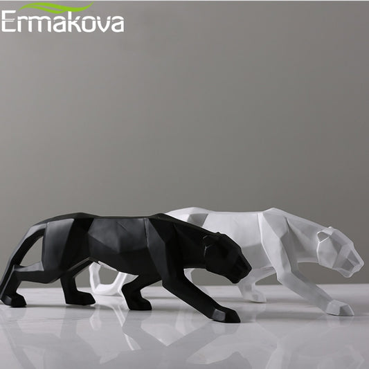 ERMAKOVA Panther Statue Geometric Style Resin Sculpture