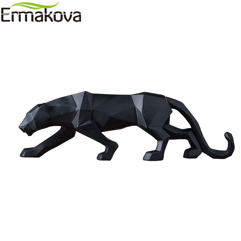 ERMAKOVA Panther Statue Geometric Style Resin Sculpture
